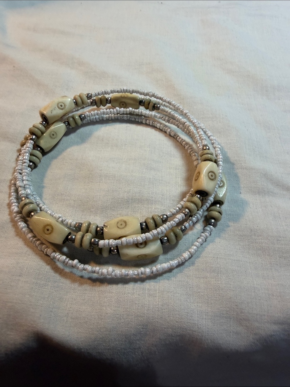 Handcrafted Ivory Bead Wrap Bracelet